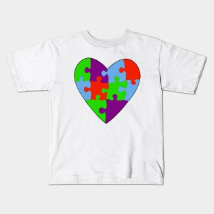 Asperger's Syndrome Heart Colorful Puzzle Kids T-Shirt